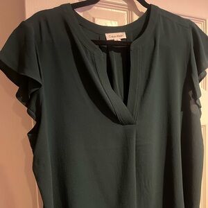 Women’s Dark Green Calvin Klein blouse with short flowy